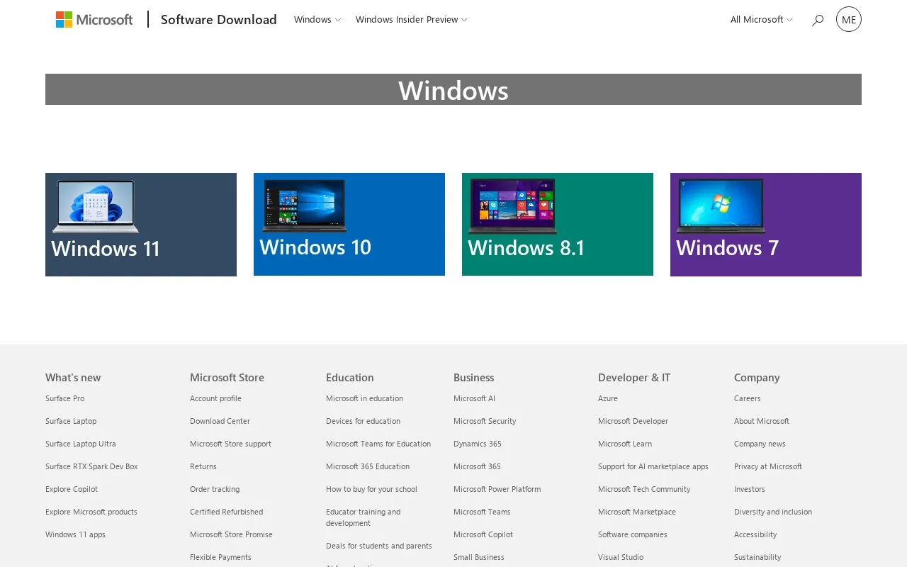 Microsoft SD homepage screenshot