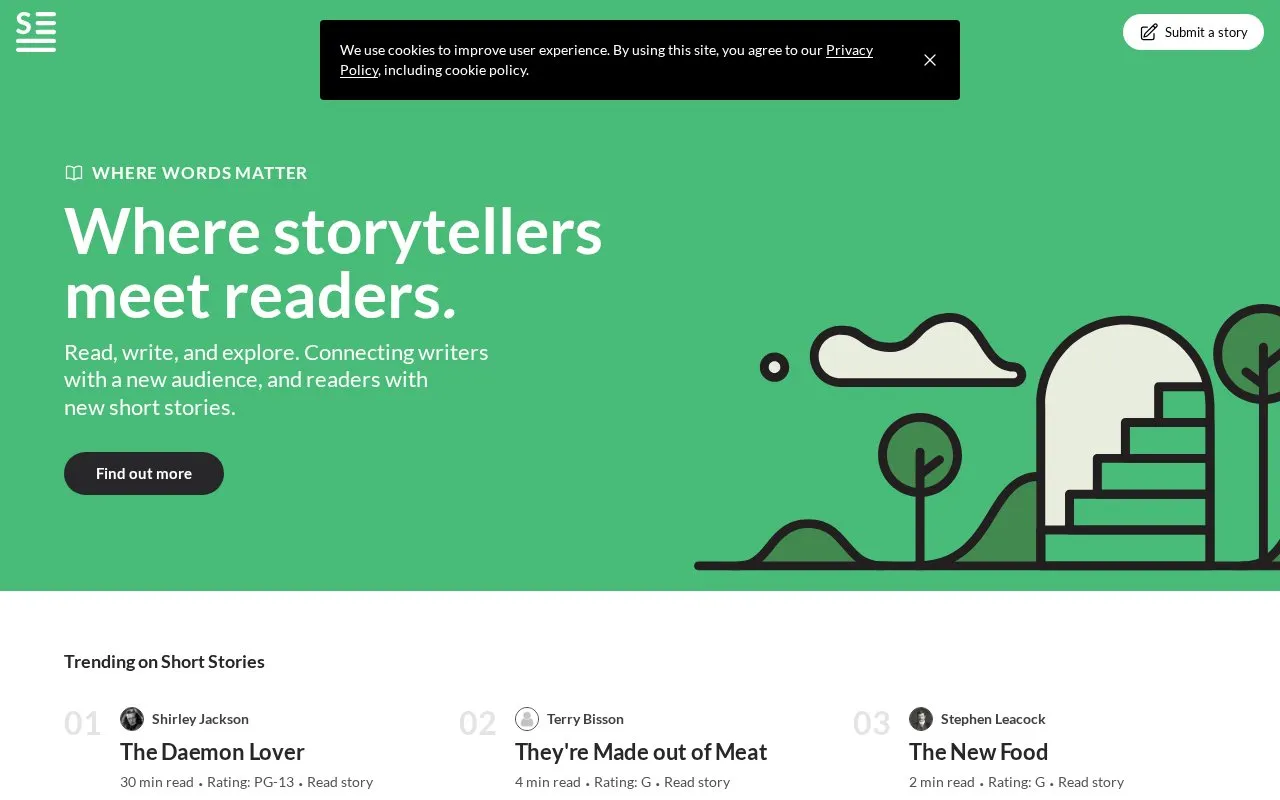Short Stories homepage screenshot