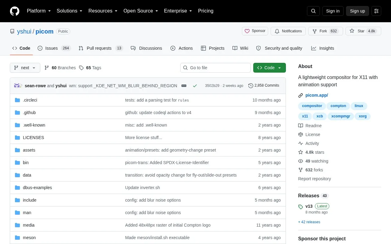 picom homepage screenshot
