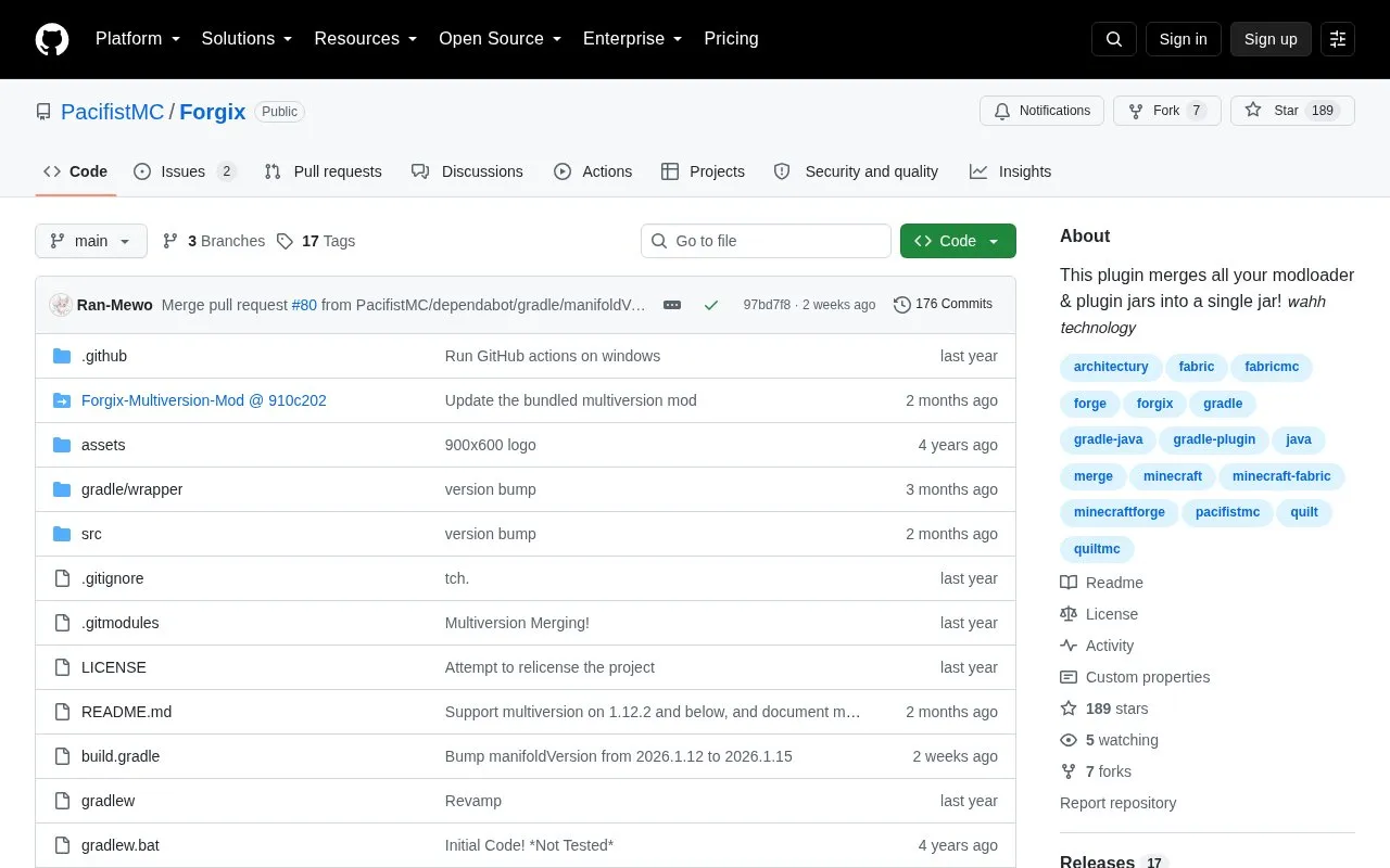 Forgix homepage screenshot