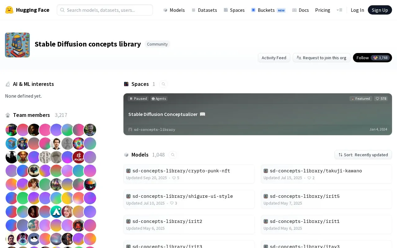 sd-concepts-library (Stable Diffusion concepts library) homepage screenshot