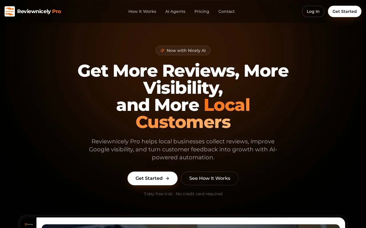Reviewnicely homepage screenshot
