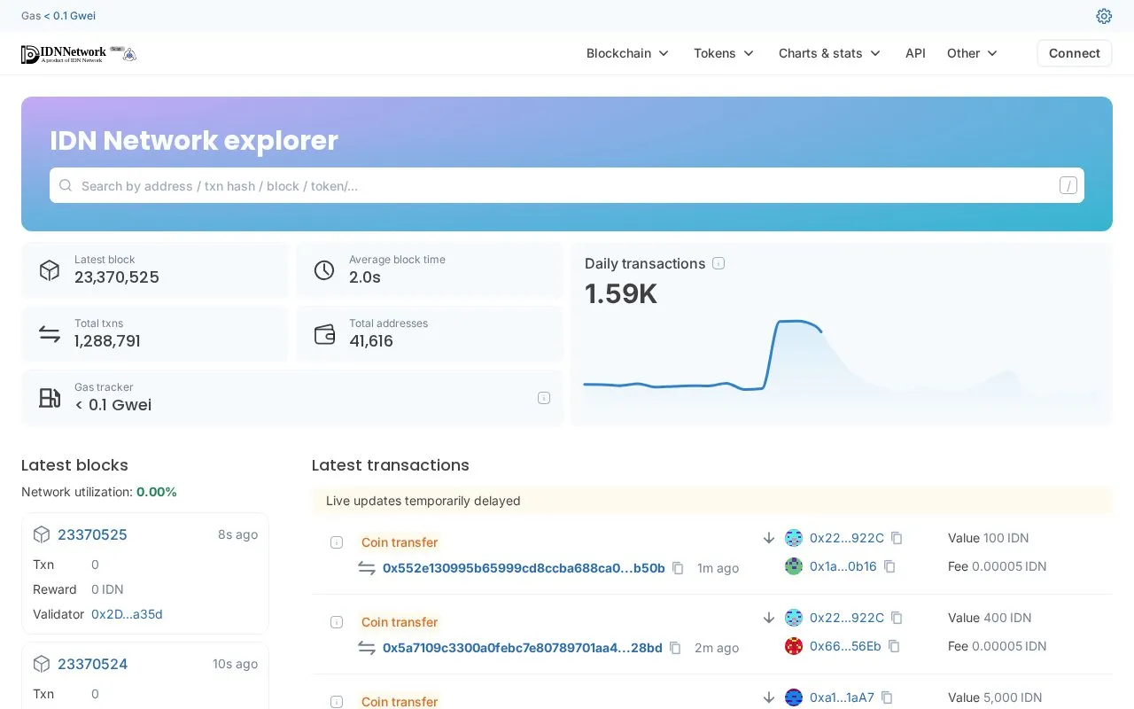 IDN Mainnet — Idn Explorer homepage screenshot