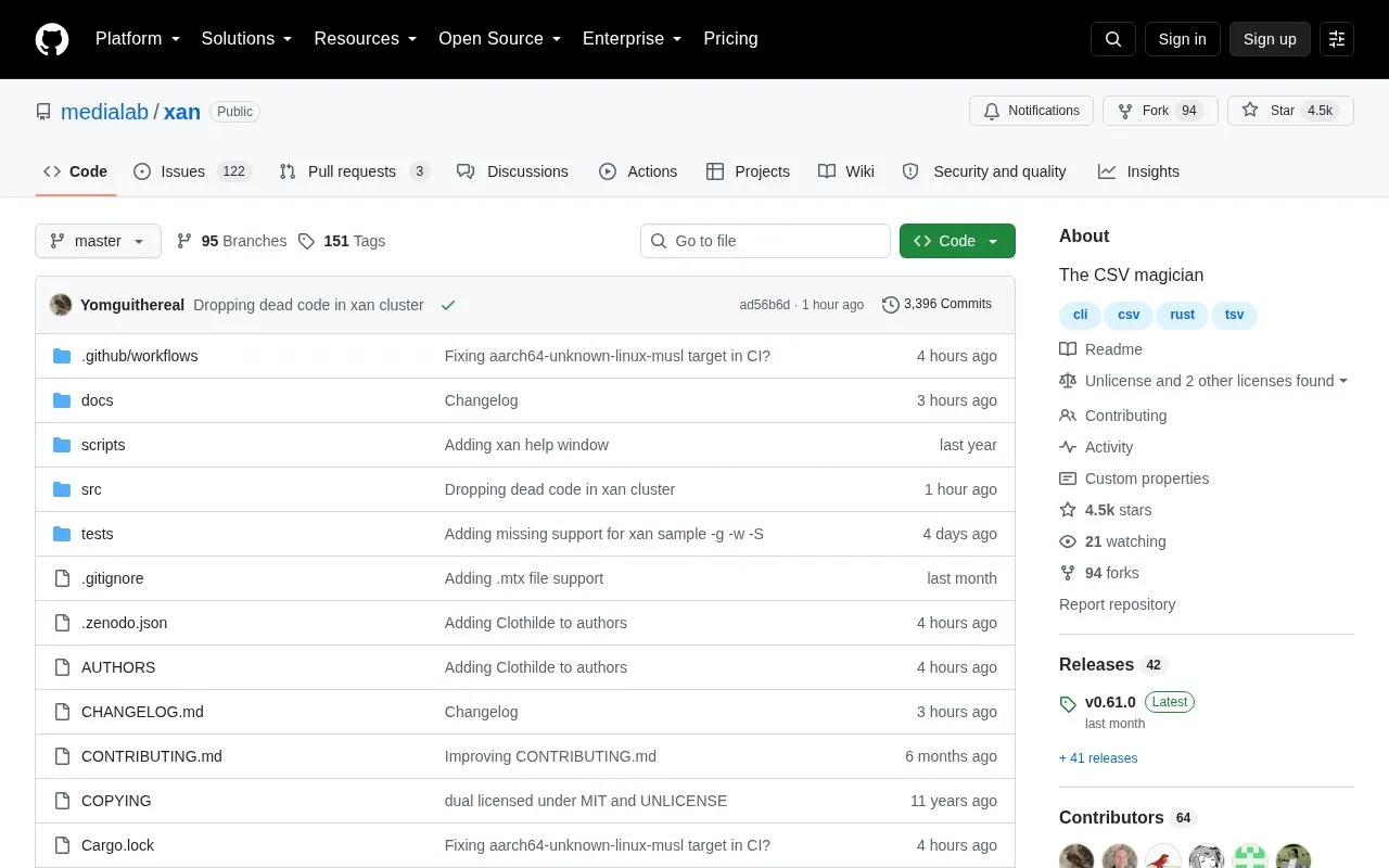 Xan homepage screenshot