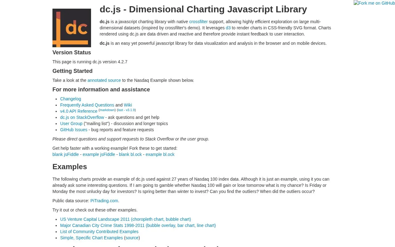 dc.js homepage screenshot