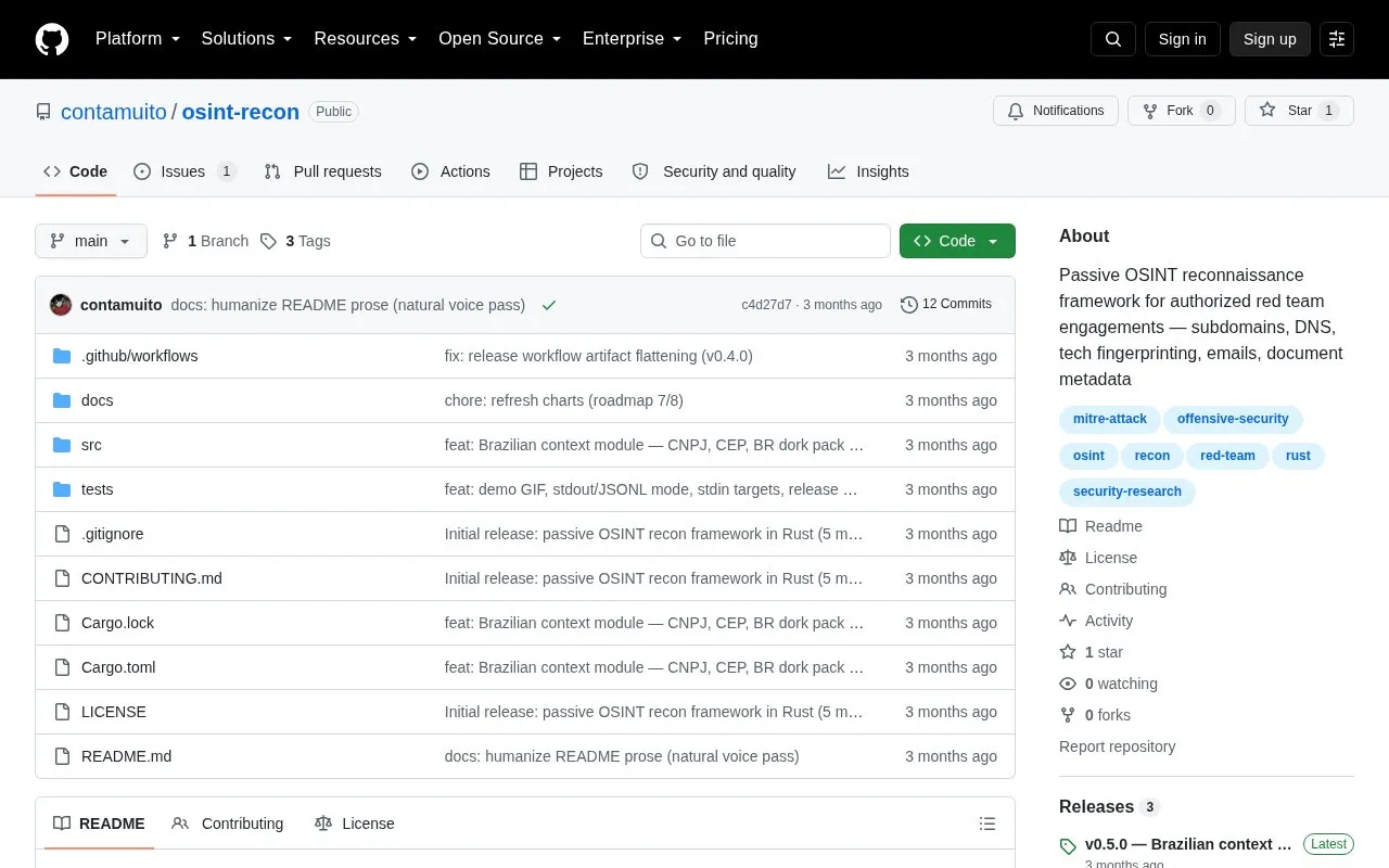 osint-recon homepage screenshot