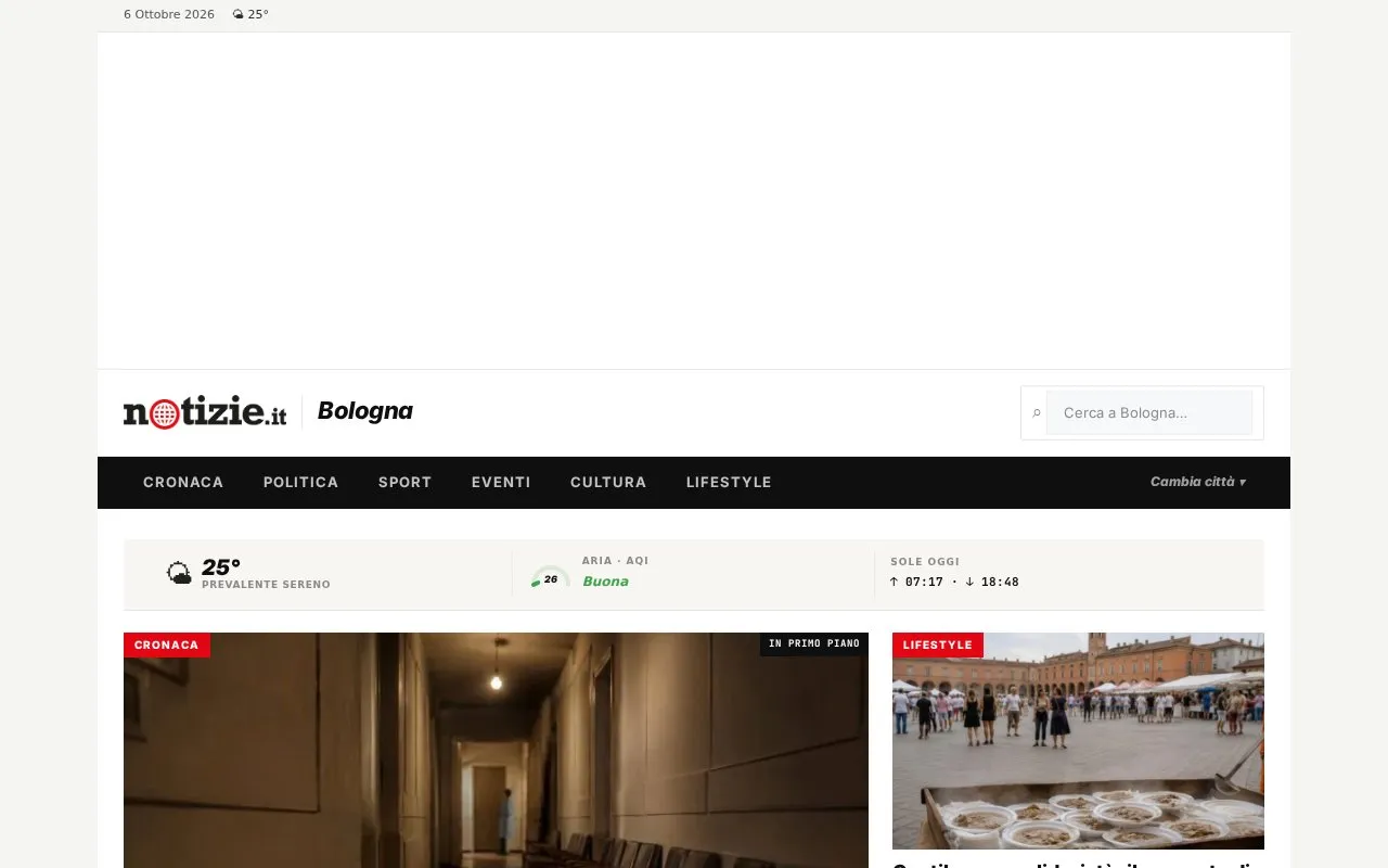 notizie.it · Bologna homepage screenshot