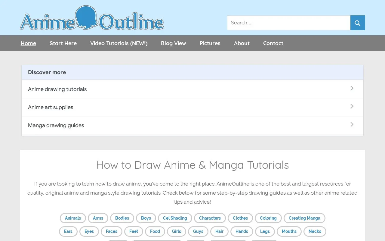 AnimeOutline homepage screenshot