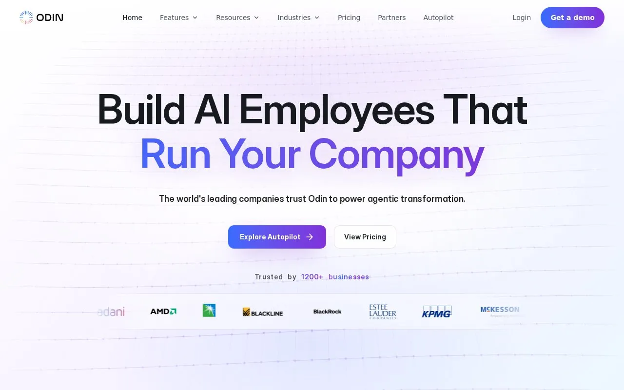 Odin AI homepage screenshot