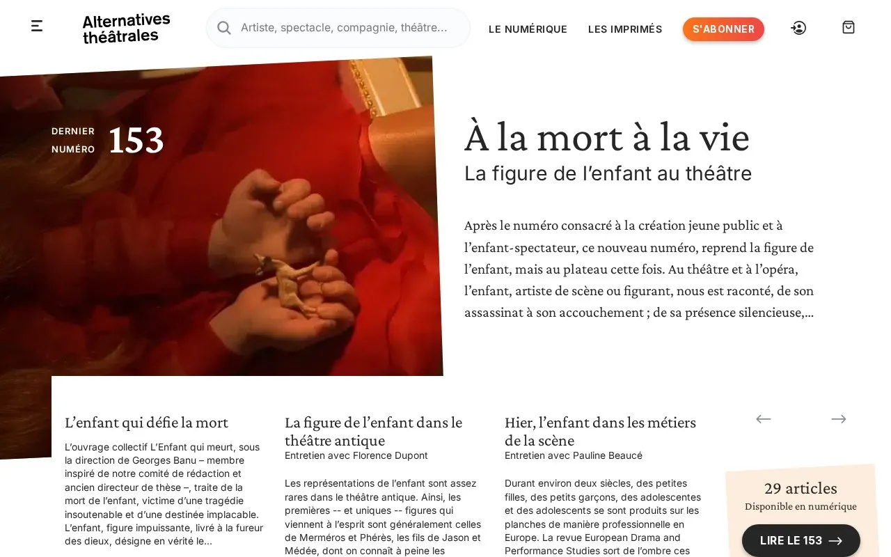 Alternatives théâtrales homepage screenshot