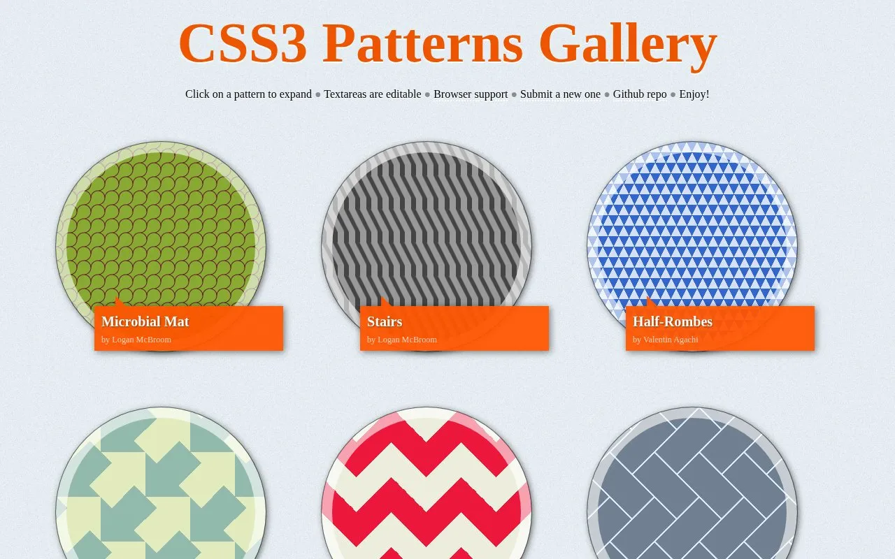 css3patterns homepage screenshot