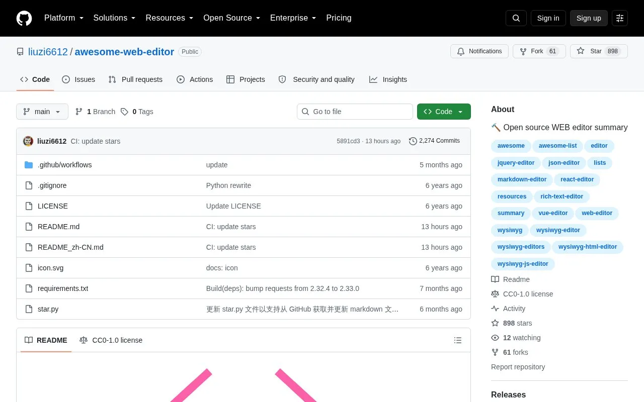 Awesome Web Editor homepage screenshot
