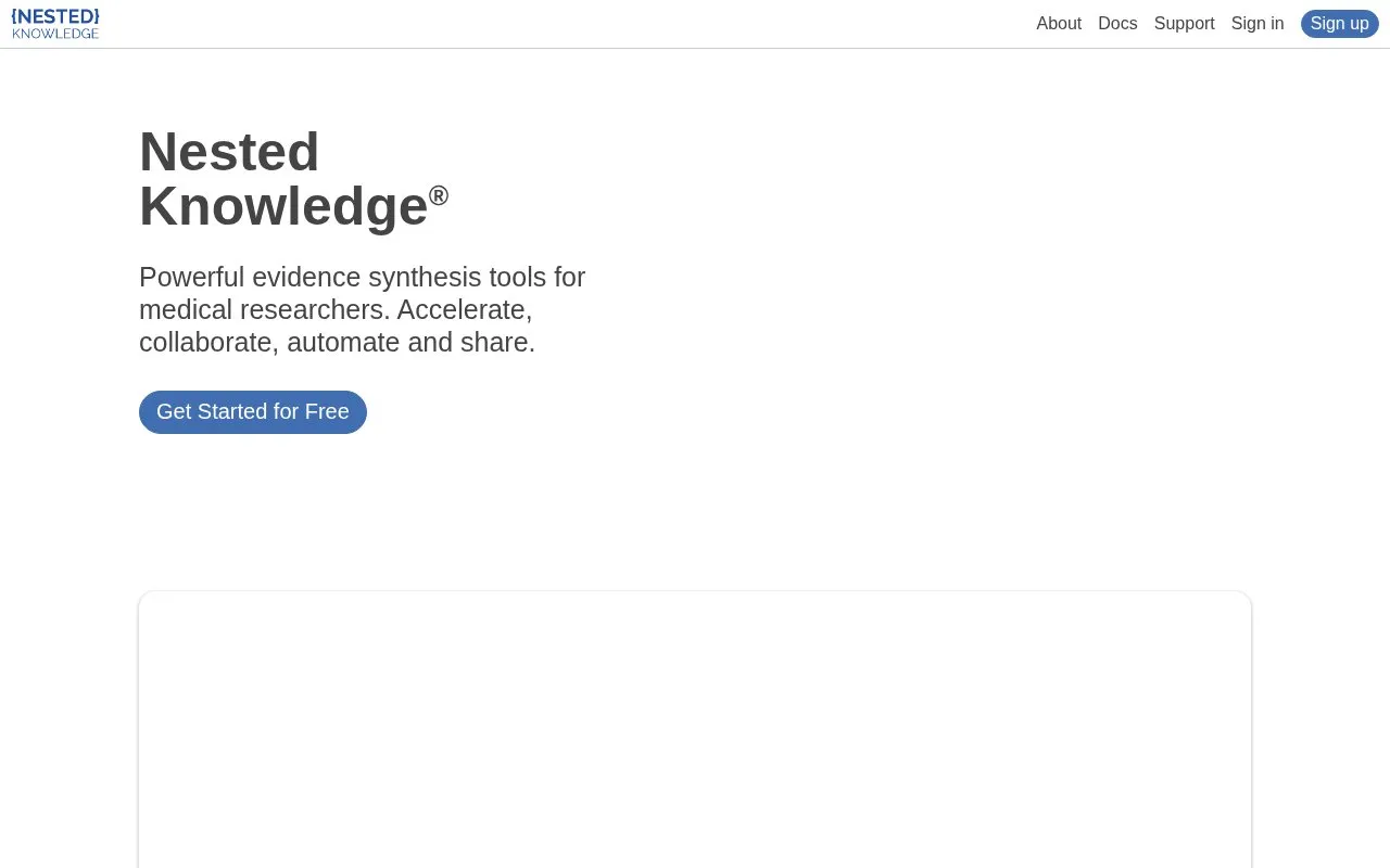 Nested Knowledge homepage screenshot
