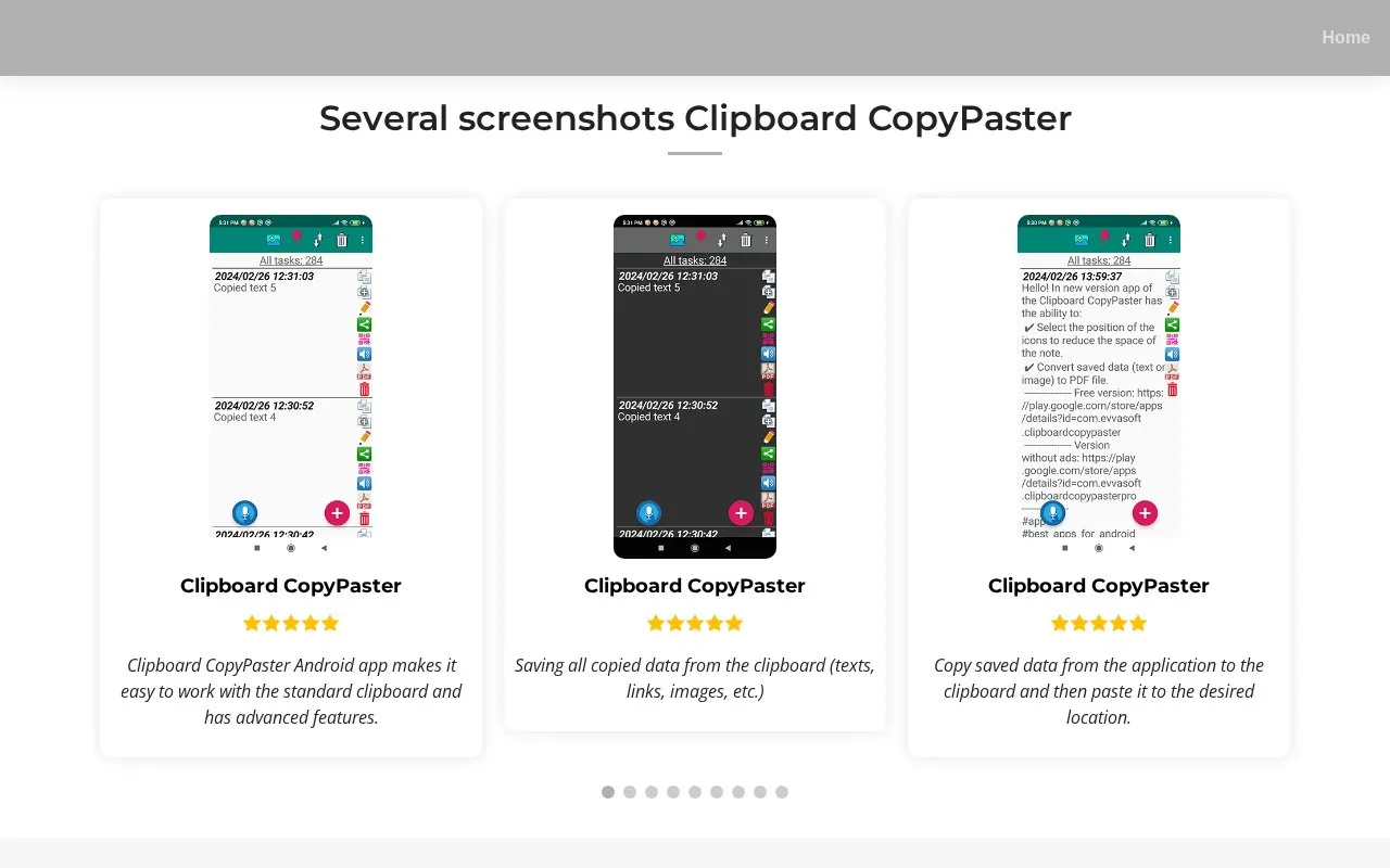 Clipboard CopyPaste homepage screenshot
