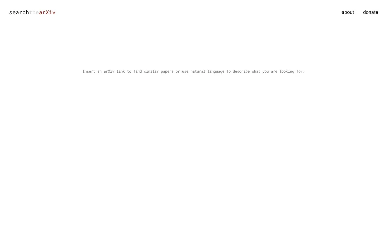 Searchthearxiv homepage screenshot