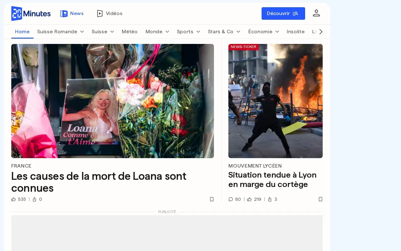20 minutes homepage screenshot