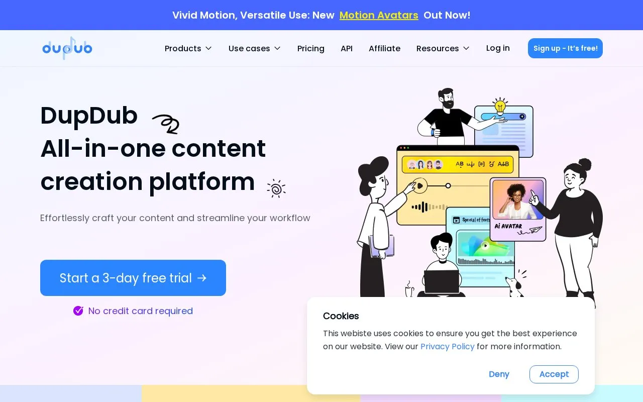 Dupdub homepage screenshot