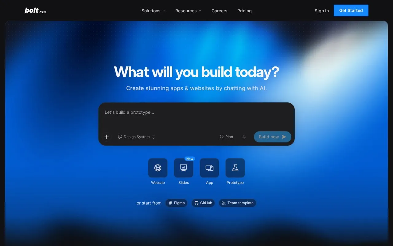 Bolt homepage screenshot