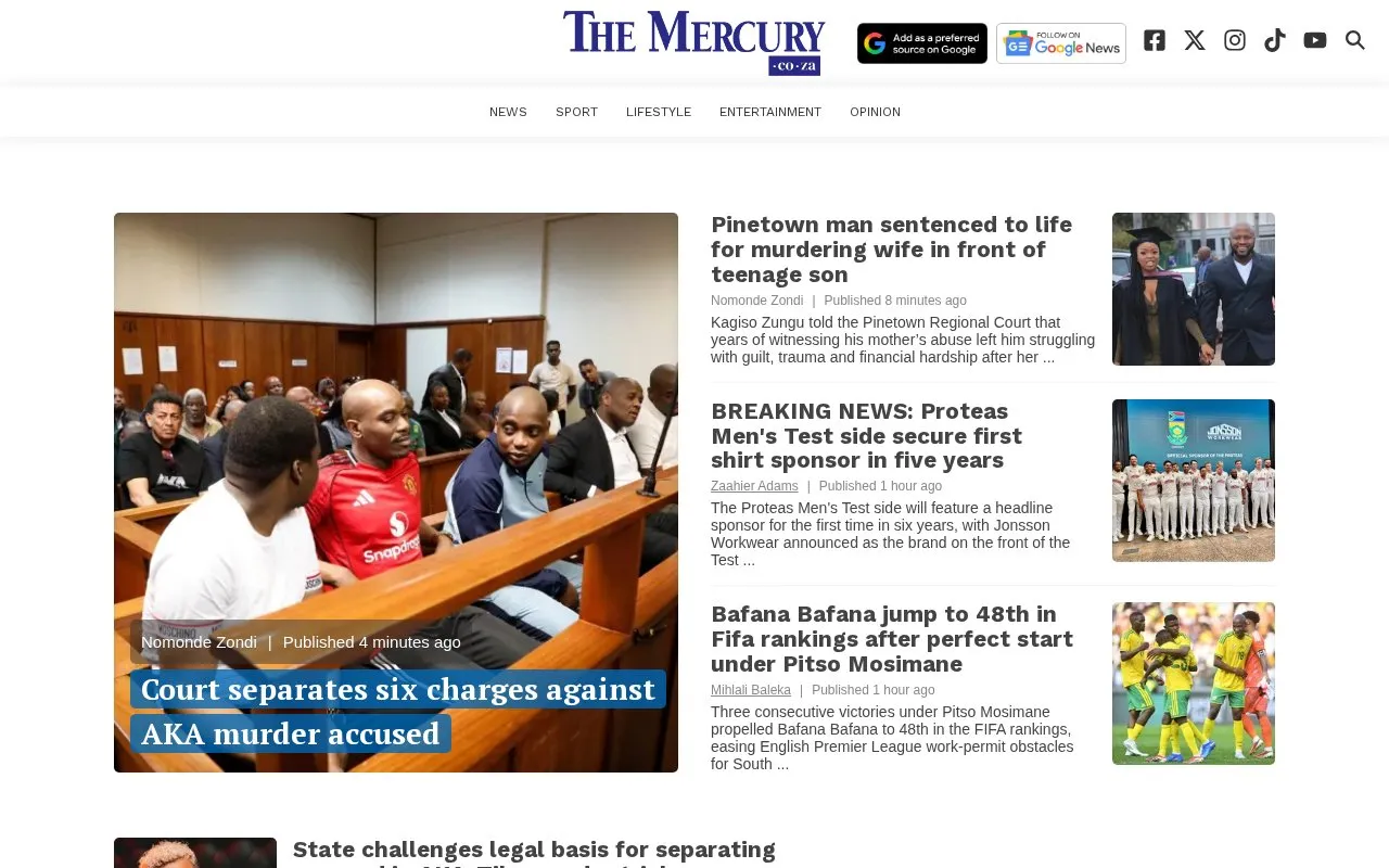 The Mercury homepage screenshot