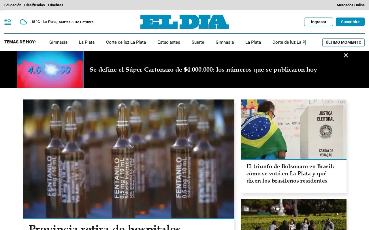 El Día homepage screenshot