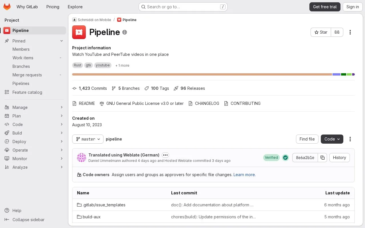 Pipeline homepage screenshot