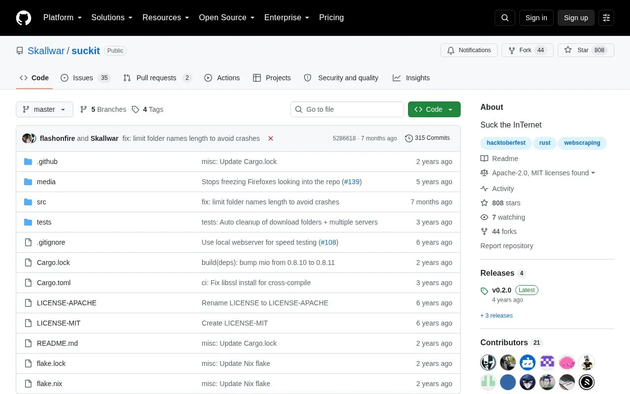 SuckIT homepage screenshot
