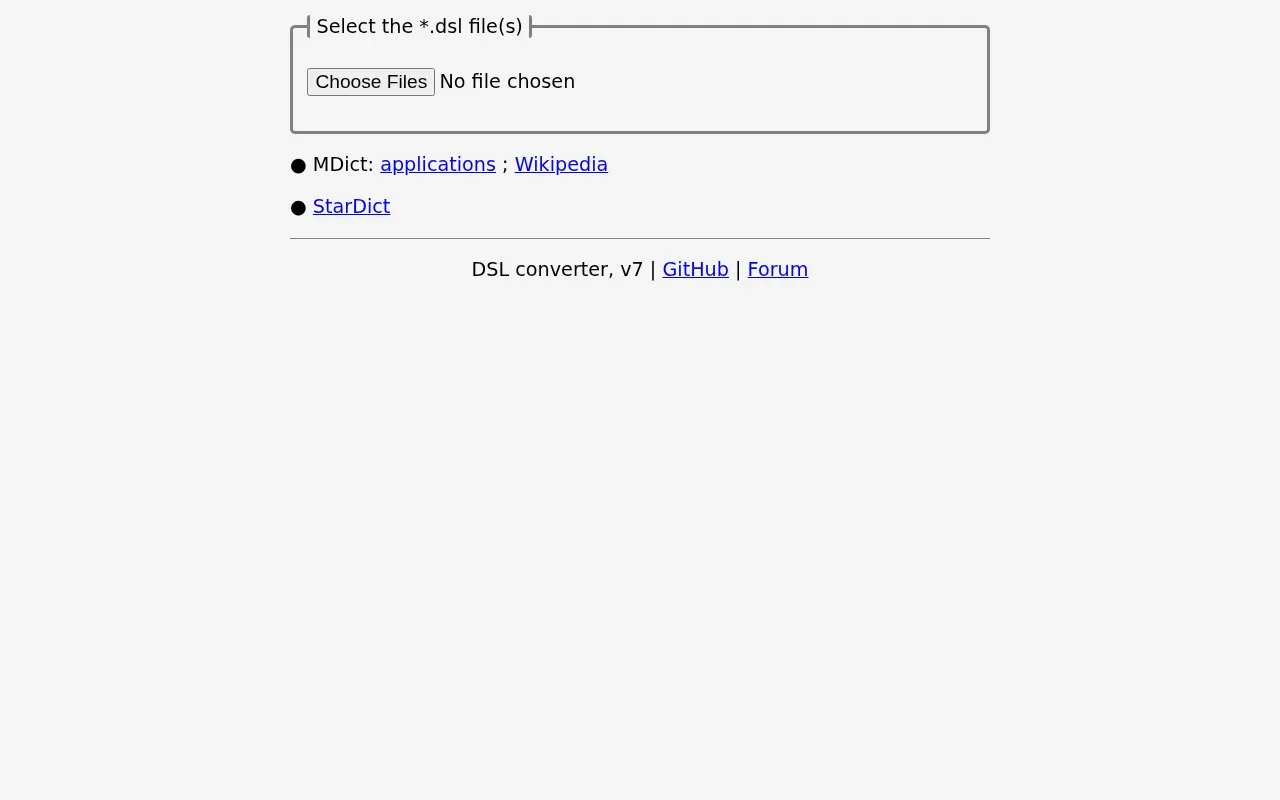DSL Converter homepage screenshot