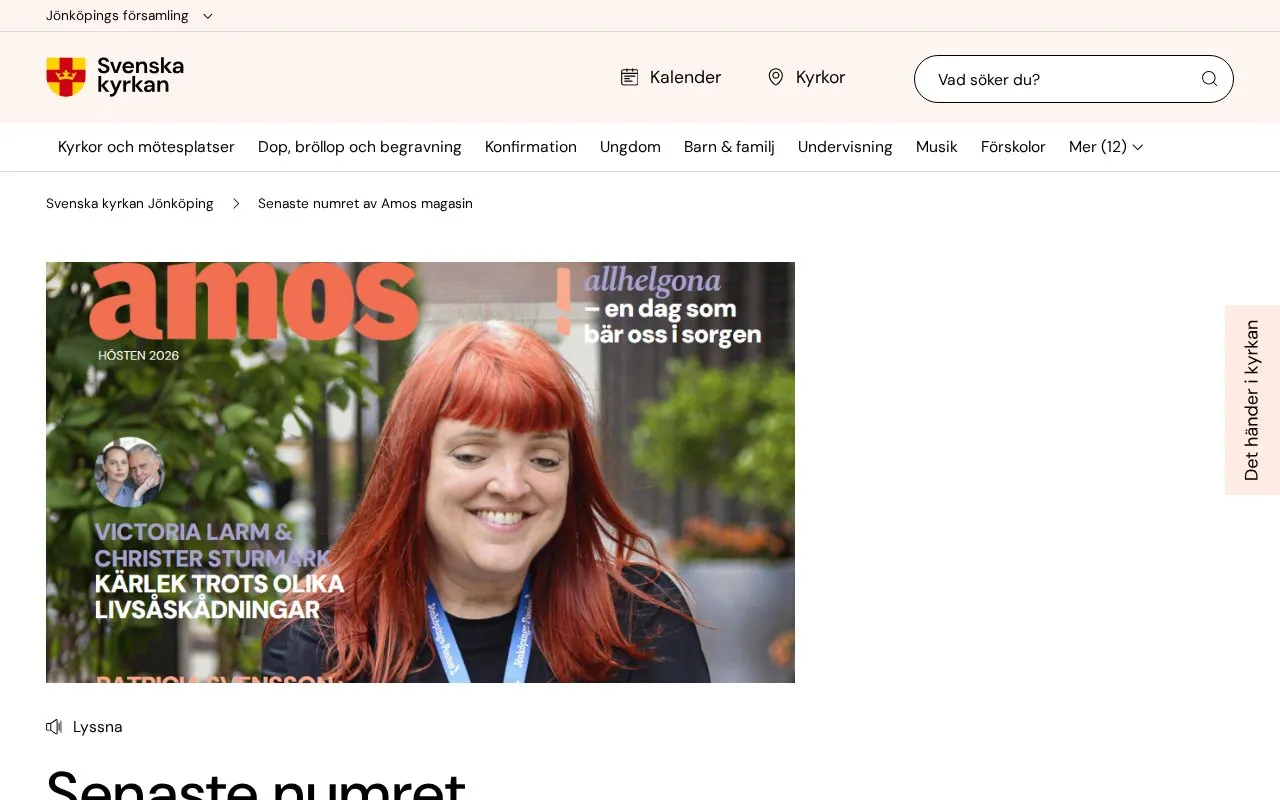 Amos : magasinet för livsfrågor och kristen tro homepage screenshot
