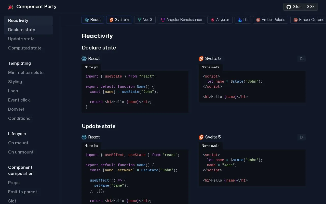 Component Party homepage screenshot