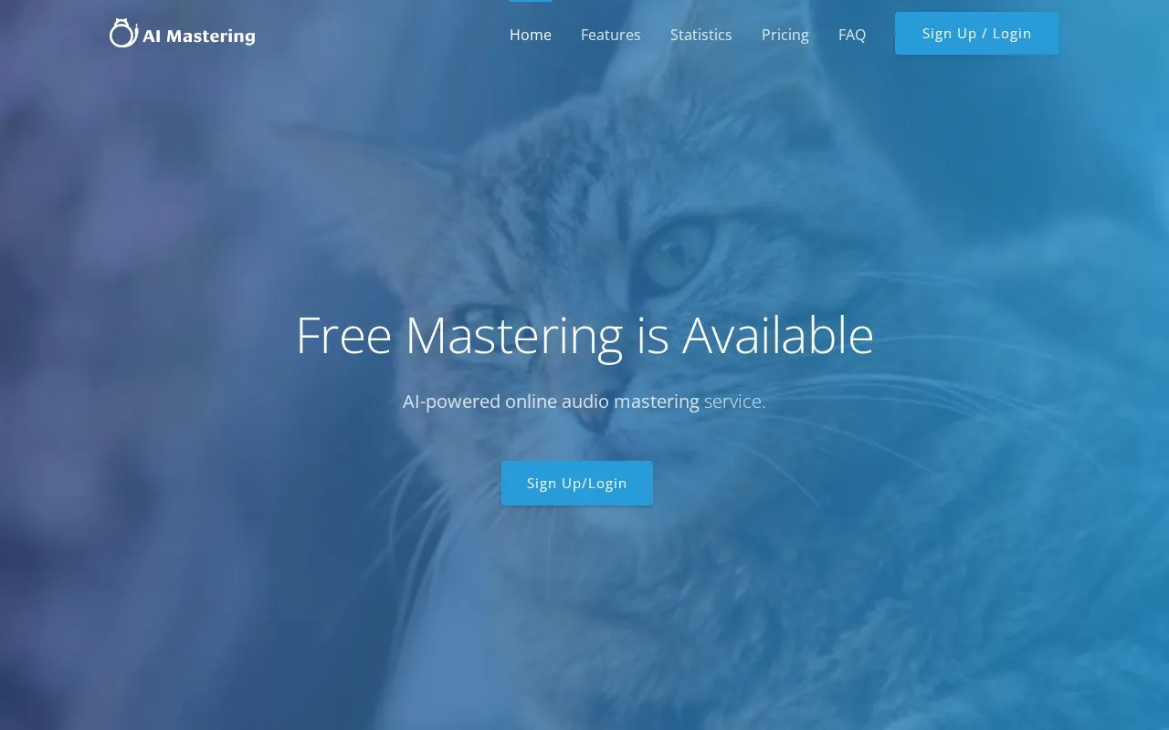 AI Mastering homepage screenshot