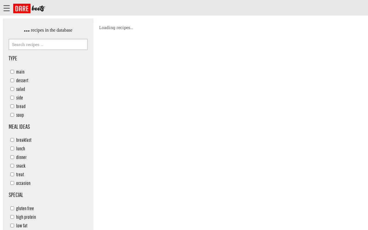 DAREBEETS homepage screenshot