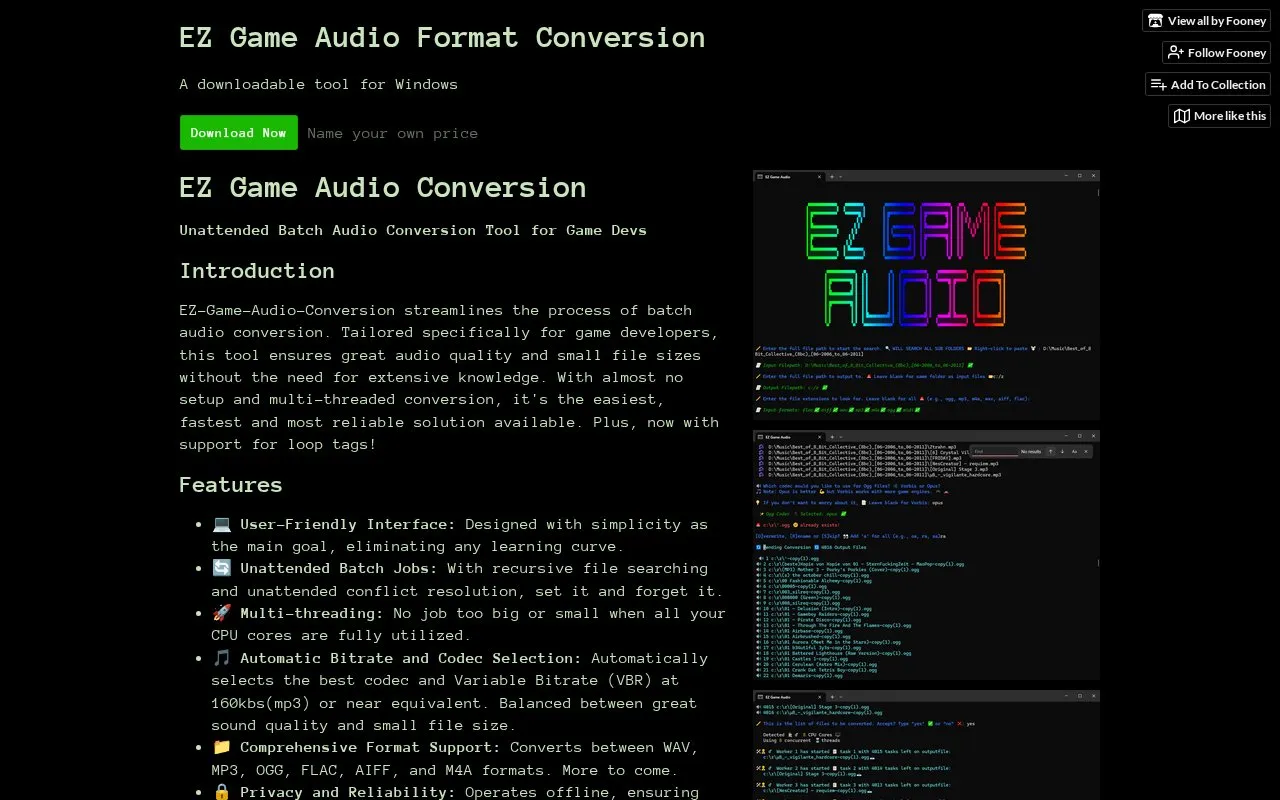 EZ Conversion homepage screenshot