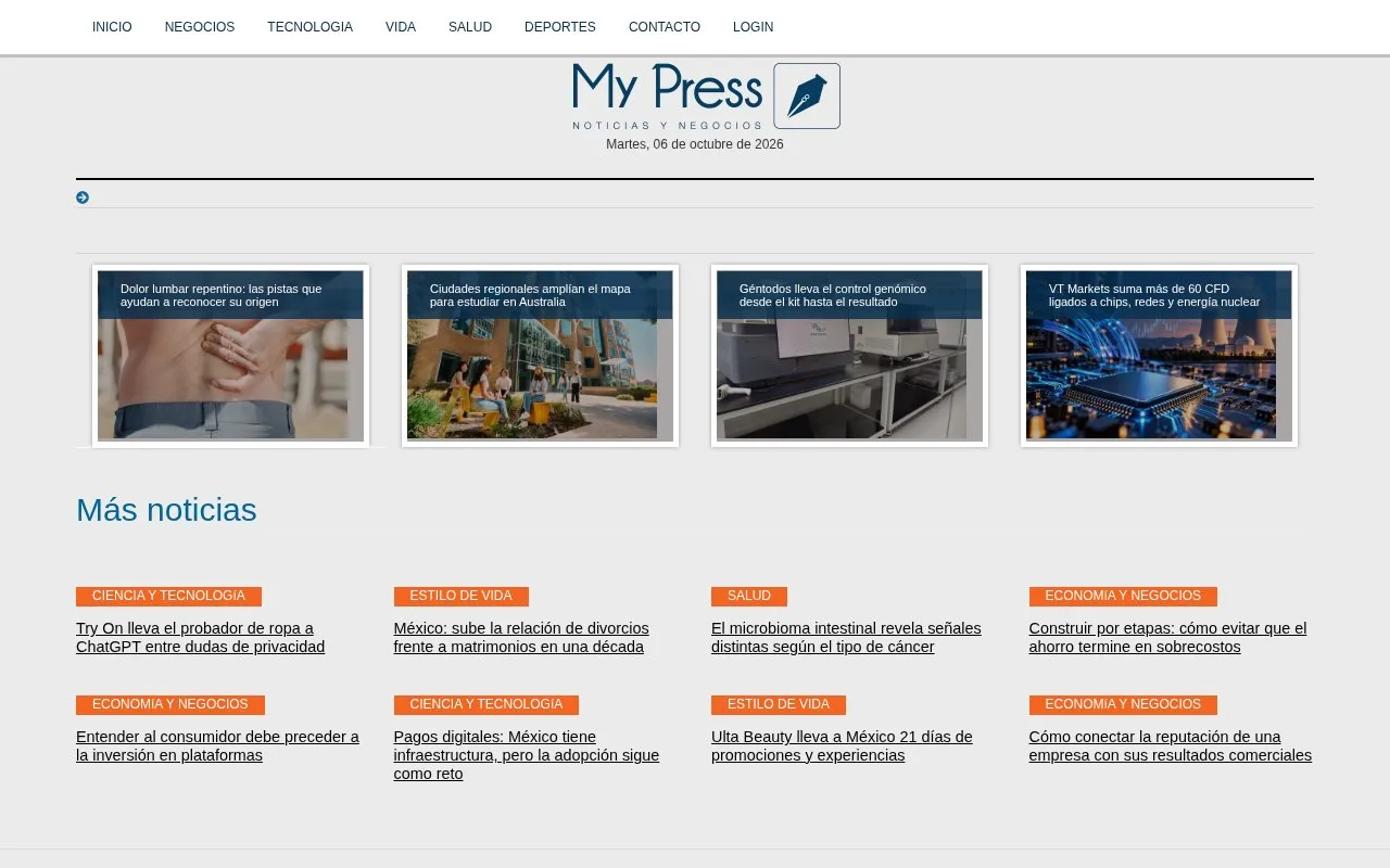 My Press homepage screenshot