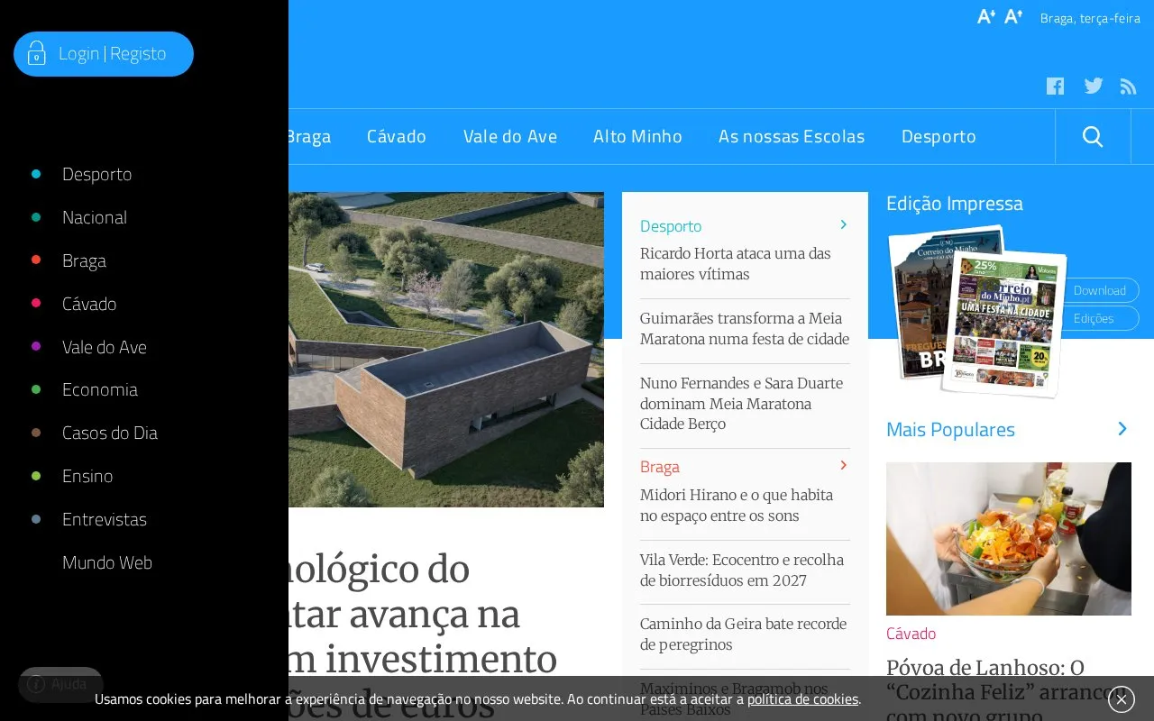 Correio do Minho homepage screenshot