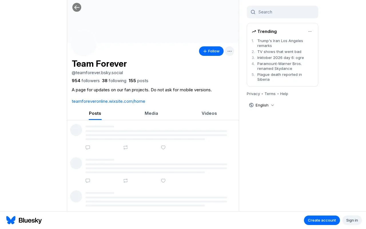 Team Forever Updates homepage screenshot