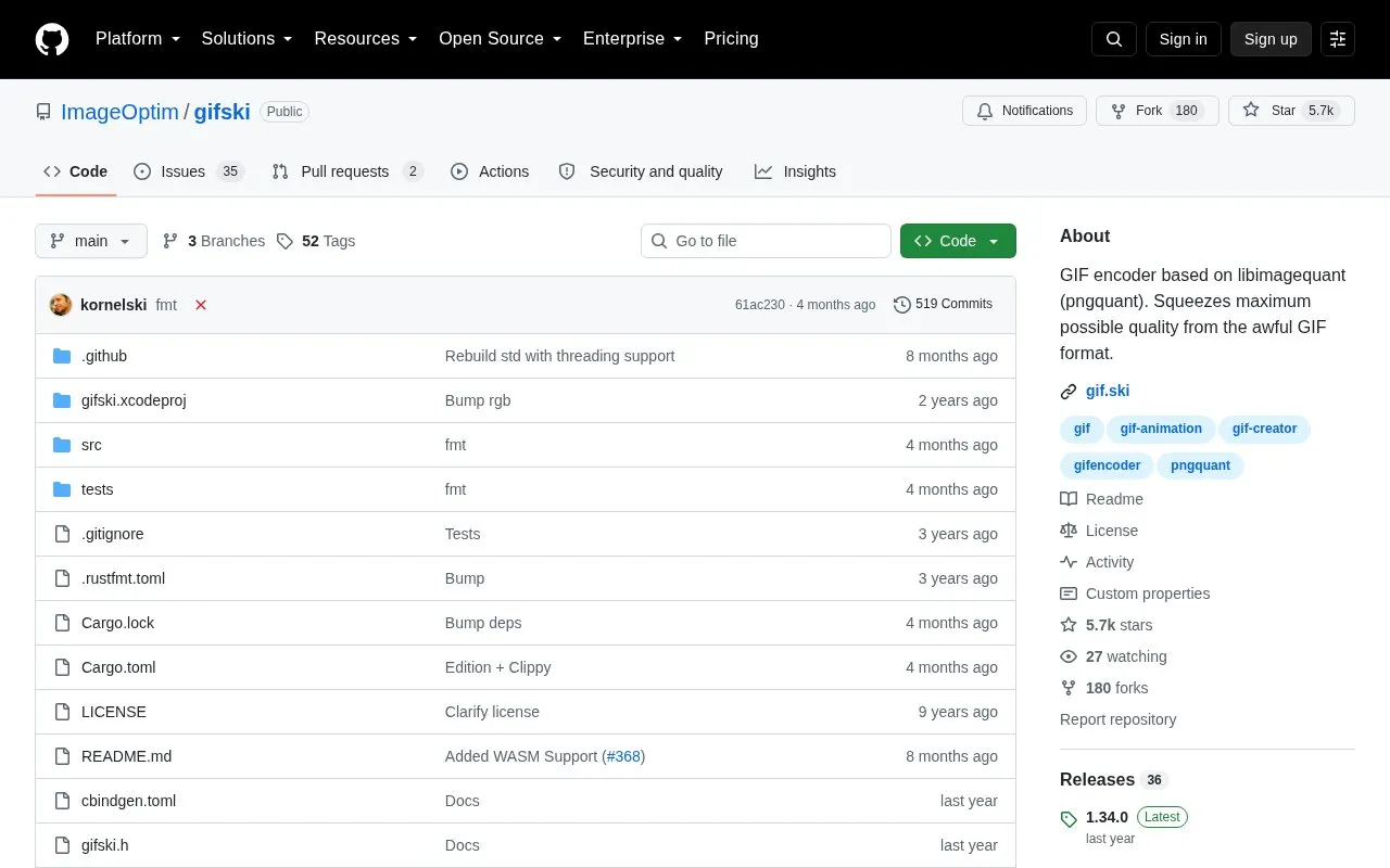 Gifski homepage screenshot