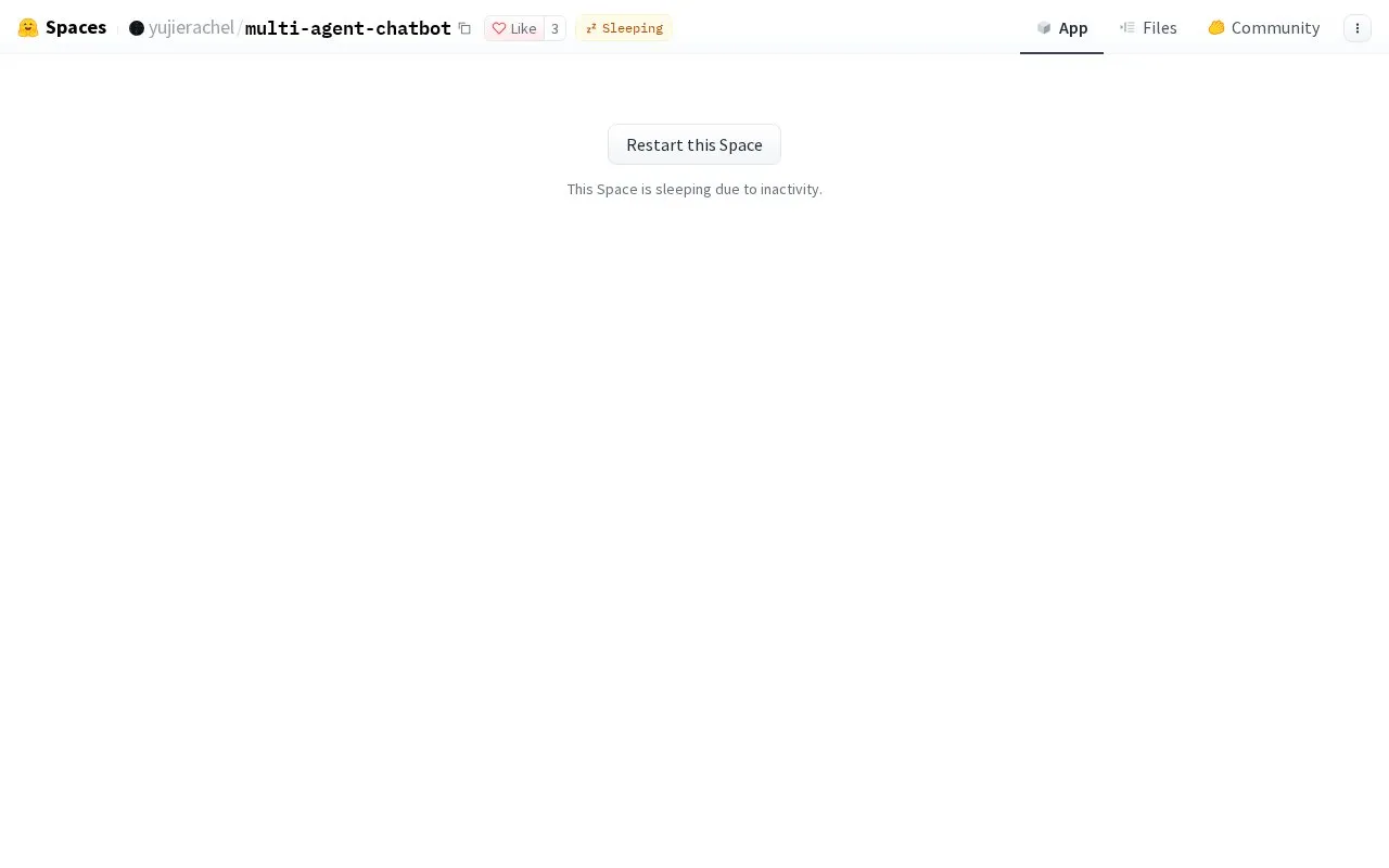 Multi-Agent Chatbot homepage screenshot