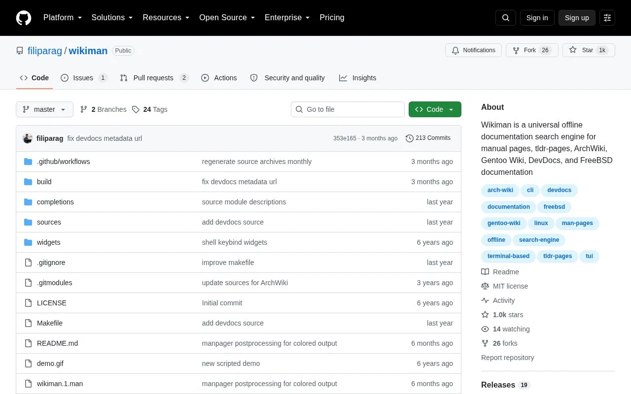 Wikiman homepage screenshot