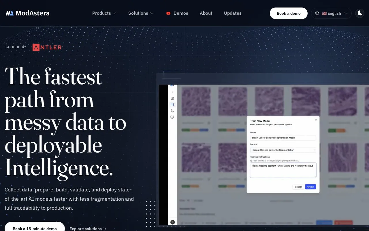 ModAstera homepage screenshot