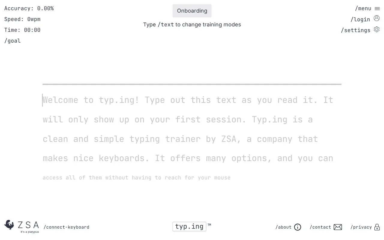 Typ.ing homepage screenshot