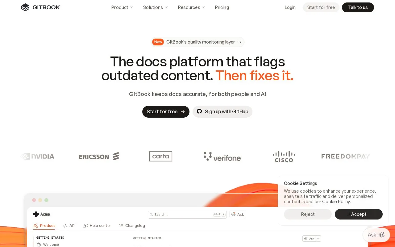 GitBook homepage screenshot