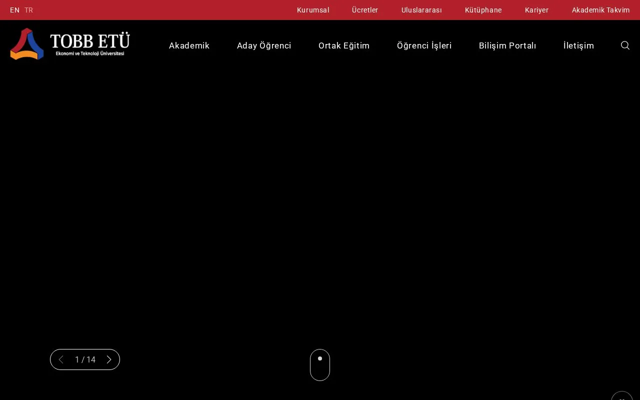 TOBB Economics and Technology University homepage screenshot