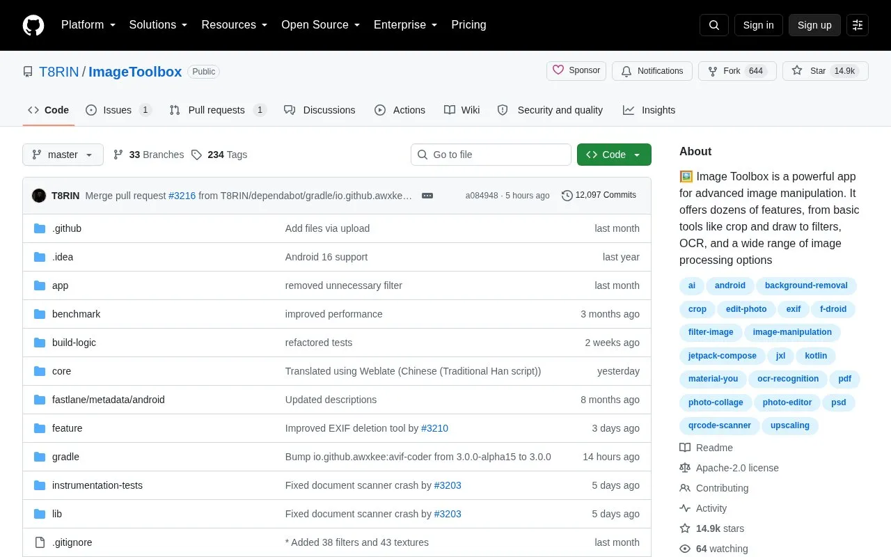 Image Toolbox homepage screenshot