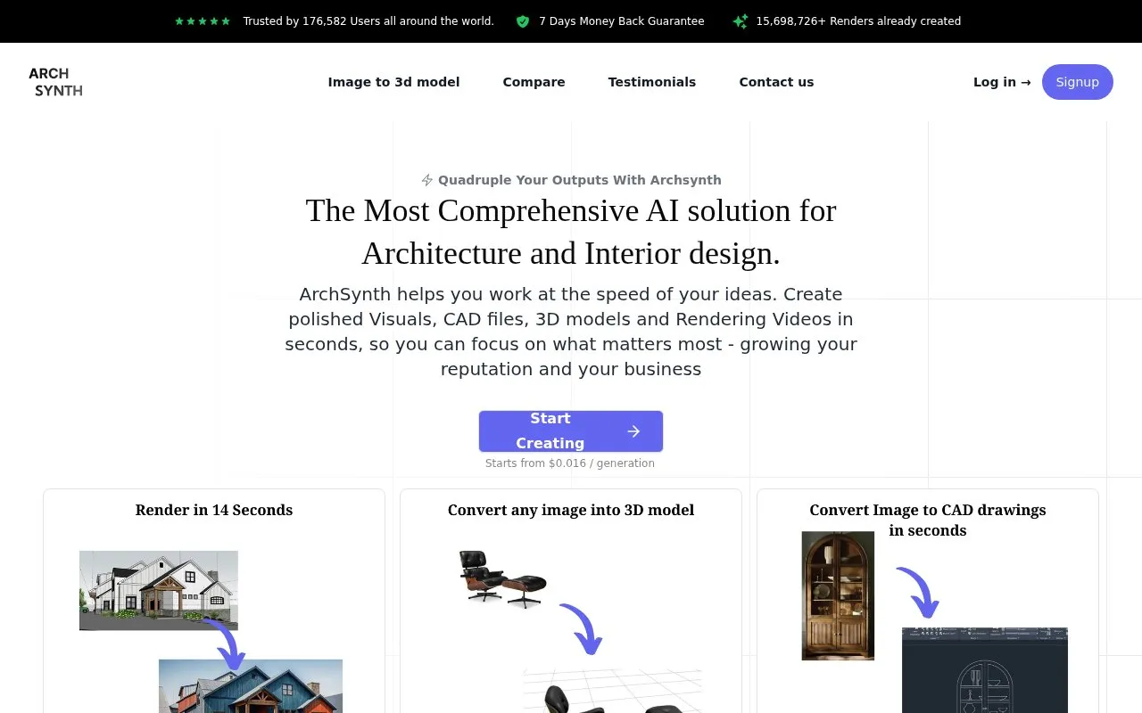 Archsynth homepage screenshot