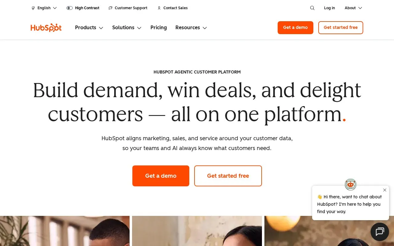 HubSpot homepage screenshot