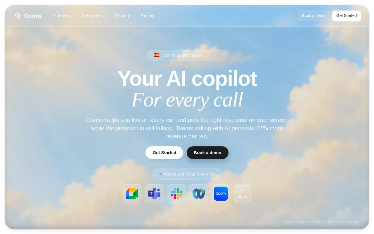Convo homepage screenshot