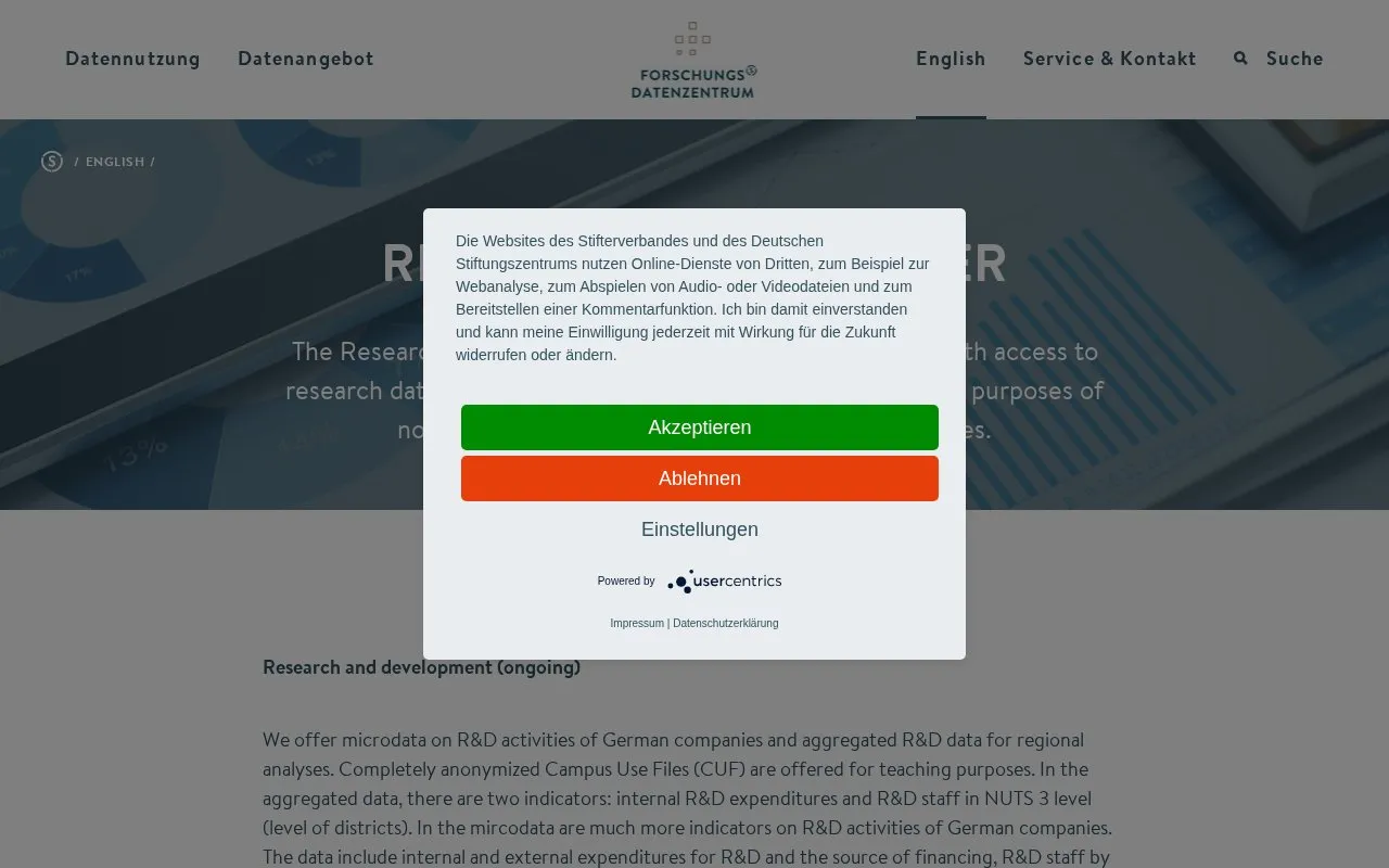 Forschungsdatenzentrum Wissenschaftsstatistik homepage screenshot