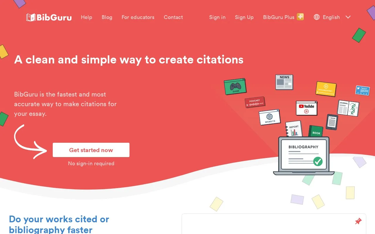Bibguru homepage screenshot