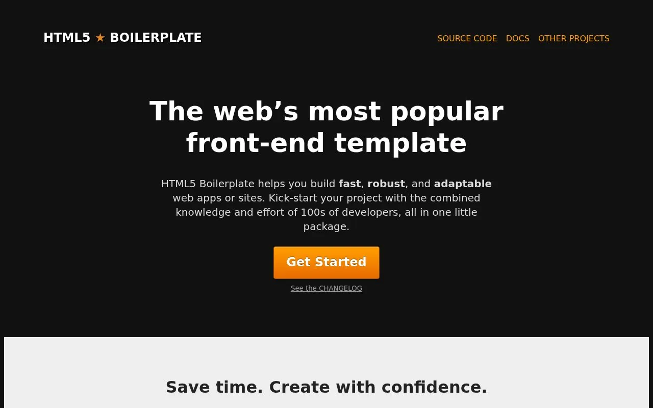 Boilerplate homepage screenshot