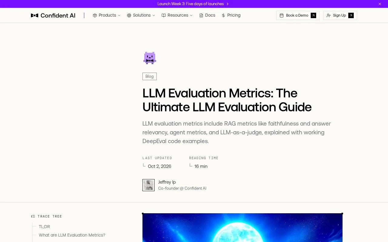 LLM Evaluation Metrics: Everything You Need for LLM Evaluation - Confident AI homepage screenshot